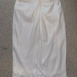 Sadie & Sage Cream Ruched Midi Pencil Skirt